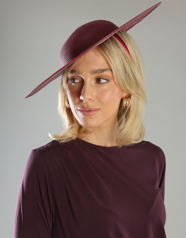 Morgan & Taylor - Mona Racewear Plate Hat in Burgundy Red
