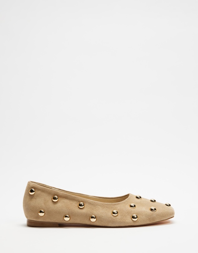 AERE - Studded Suede Ballet Flats