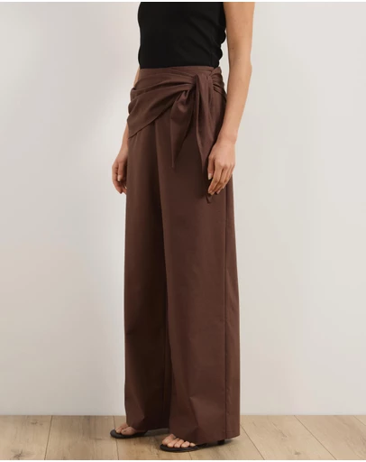 Atmos&Here - Sabrina Linen Blend Wrap Belt Pants