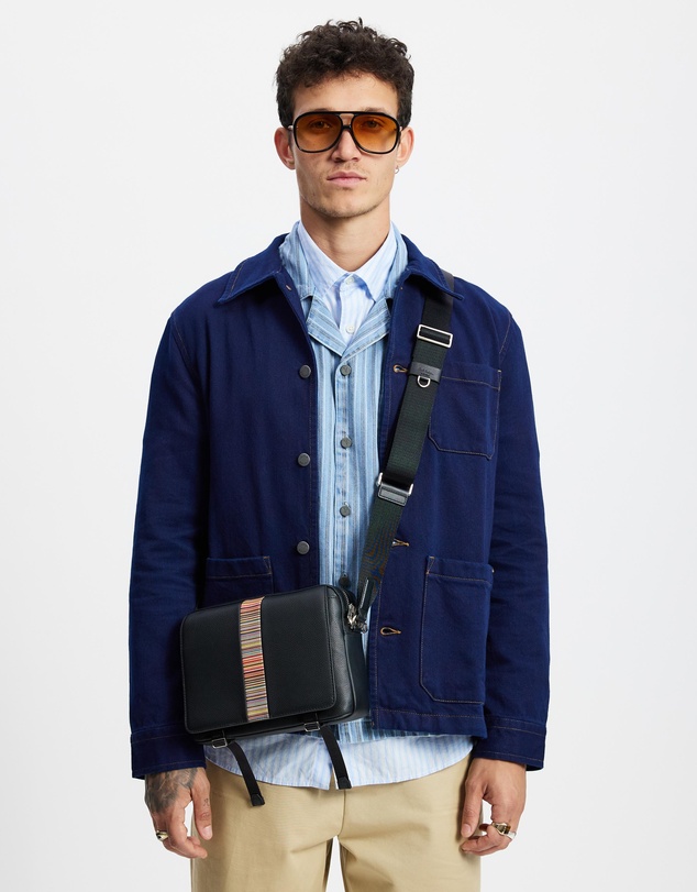 Paul Smith - Signature Stripe Trim Messenger Bag
