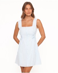 Petal & Pup - Davida Mini Dress - Pale Blue Broderie