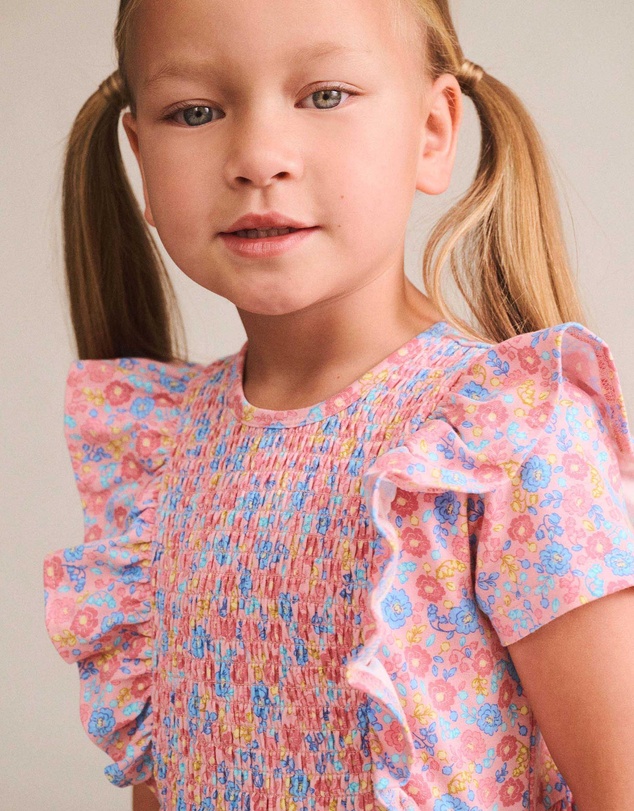 Huxbaby - Scallop Floral Tiered Dress - Babies-Teens