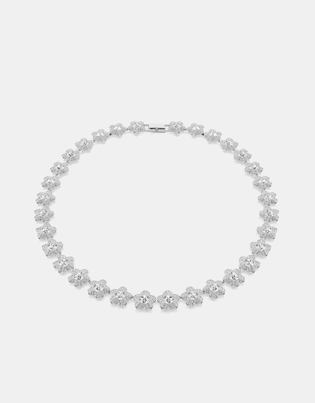 Swarovski - Ariana Grande X Swarovski Necklace, Round Cut, Flower, White, Rhodium Plated