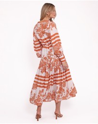 Petal & Pup - Jules Long Sleeve Dress - White/Orange