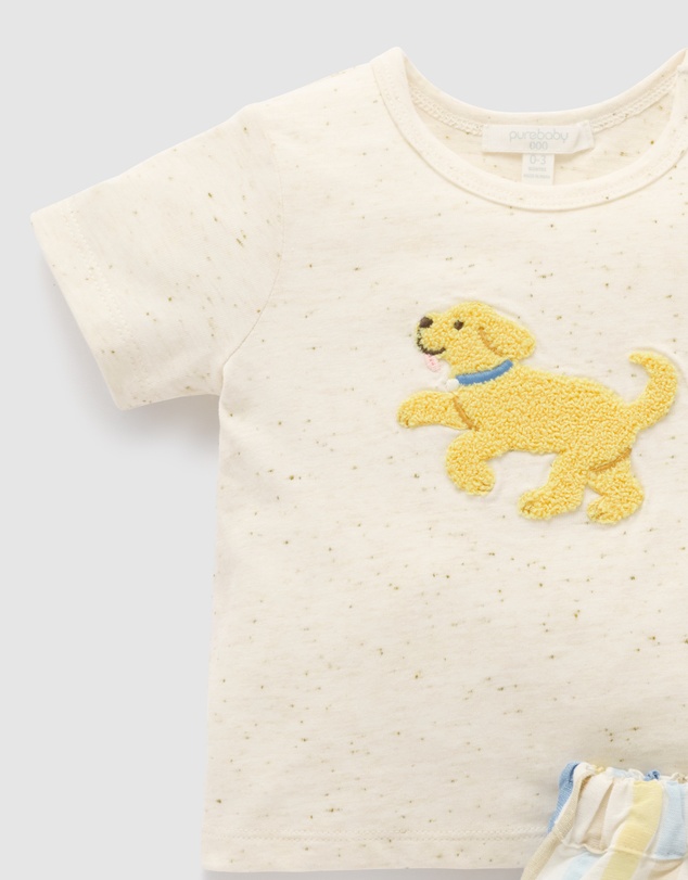 Purebaby - Linen Blend Short and Tee Set- Kids-Babies