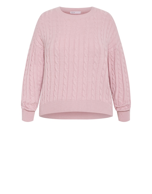 City Chic - Plus size Kenia Crew Neck Knit Jumper - pale pink