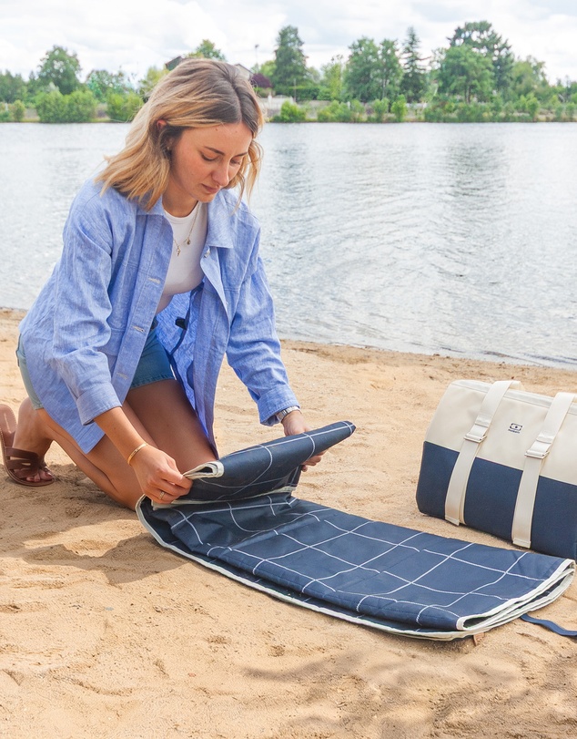 Monbento - Monbento Waterproof Picnic Blanket for Outdoor Meals - Blue Natural