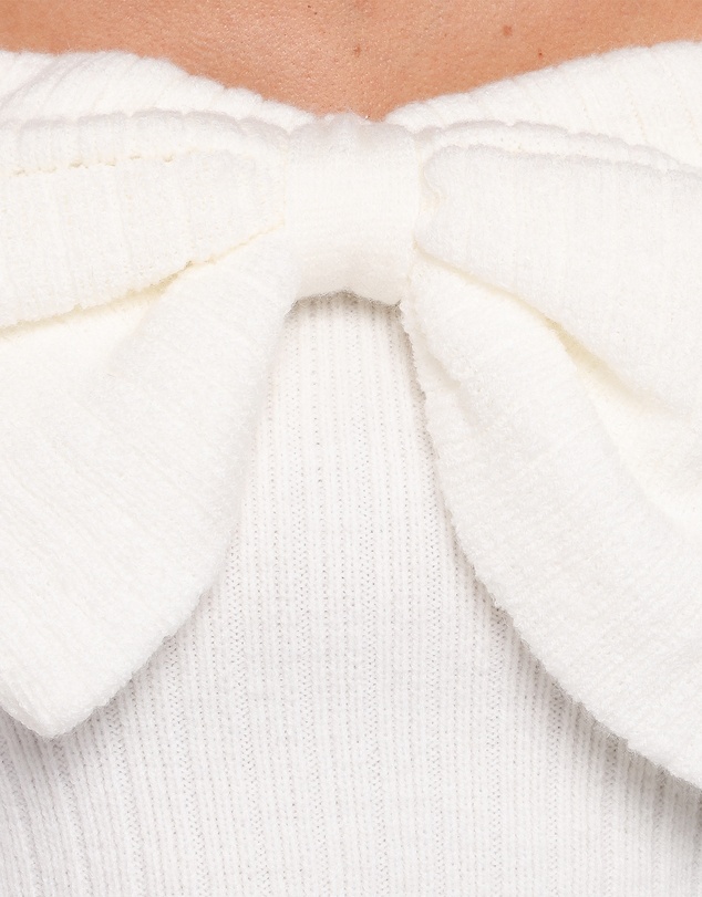 Petal & Pup - Helene Bow Off Shoulder Knit Sweater - Ivory