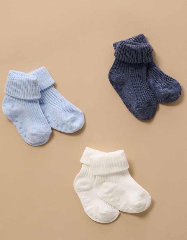 Purebaby - 3 Pack Rib Socks -Kids-Babies