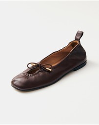 Alohas - Rosalind Brown Leather Ballet Flats - Women's