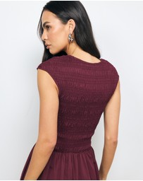 AERE - Esme Shirred Cotton Midi Dress