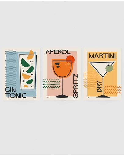 Inka Arthouse - Cocktail Set of 3 Art Prints