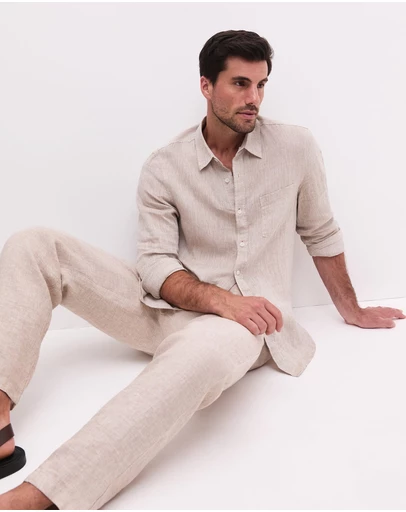 Sportscraft - Long Sleeve Linen Yarn Dyed Shirt