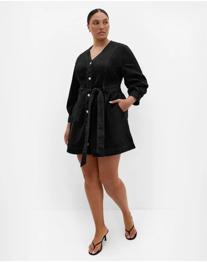 City Chic - Demi Belted Denim Mini Dress
