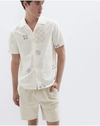 UNISON - Patchwork Embroidery Regular Fit Shirt