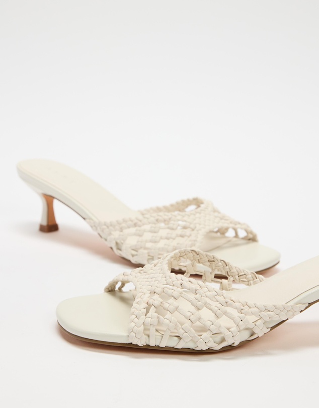 AERE - Leather Woven Kitten Heels