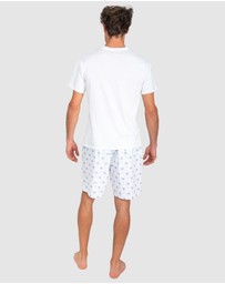 Sant And Abel - Men's Blue Palm Tree Sleep Shorts
