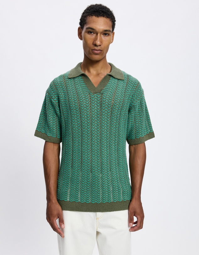 Scotch & Soda - Open Structured Knitted V-Neck Polo