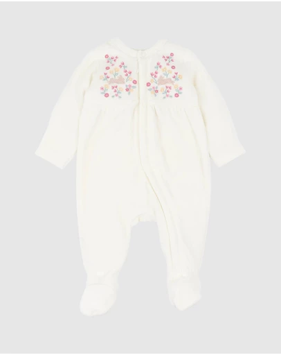 Bebe by Minihaha - Winnie Embroidered Velour Zip Onesie - Babies