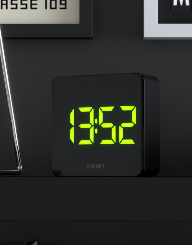 Newgate - Newgate Space Hotel Orbatron Alarm Clock Black Case - Black Lens - Green Led