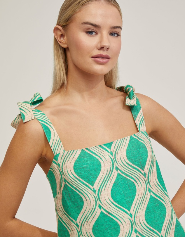 Oxford - Emily Linen Blend Printed Dress