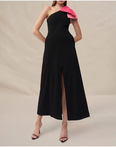 BY JOHNNY. - Black Tie Down Maxi Dress - ICONIC EXCLUSIVE