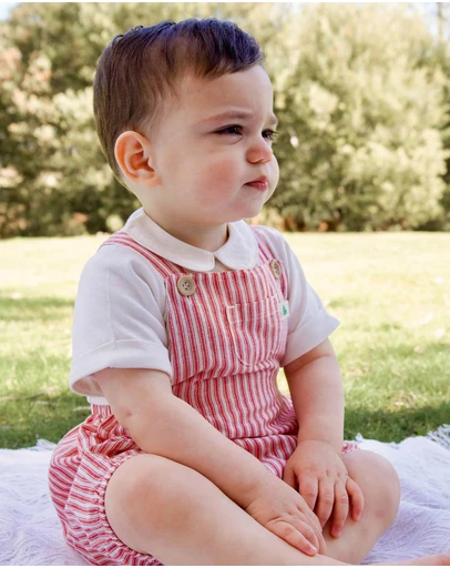 Purebaby - Christmas Striped Overall Set -Kids-Babies
