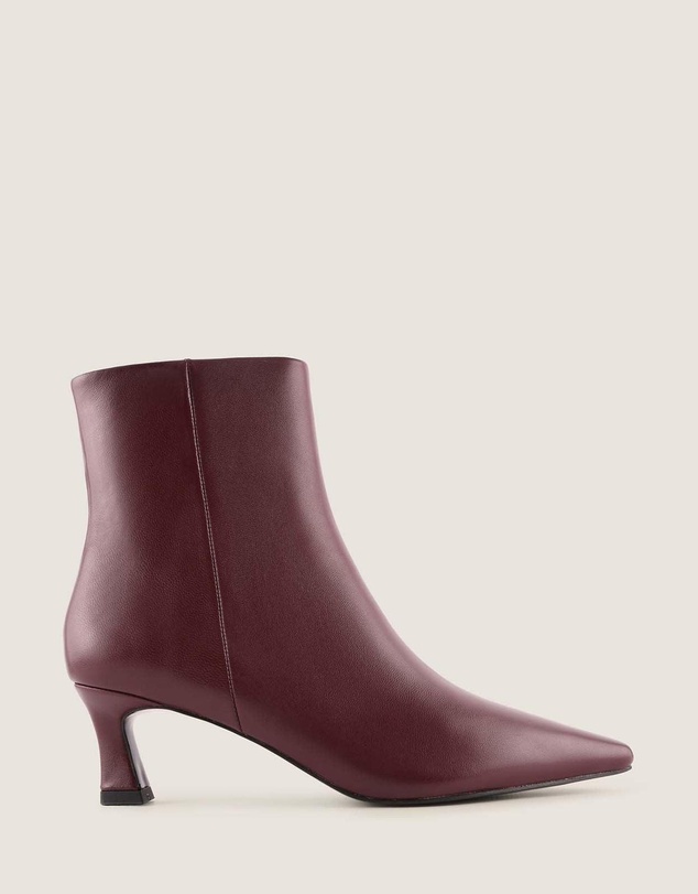 Shelly Shen - Fabba Heel Ankle Boots Burgundy Leather