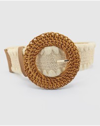 Miz Casa and Co - Patterned Cream Rattan Woven Belt
