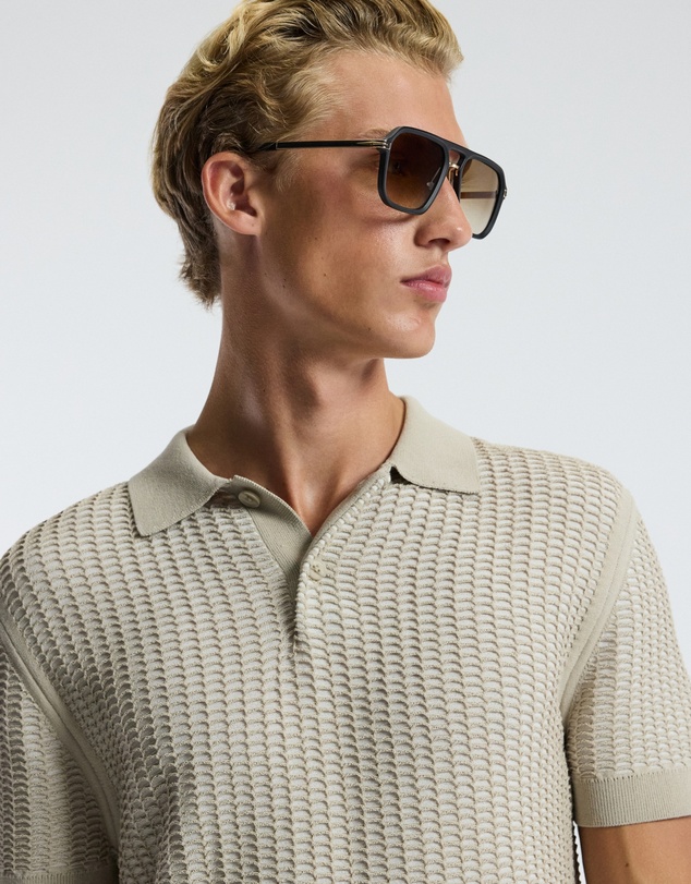 Calibre - Honeycomb Knit Polo Stone