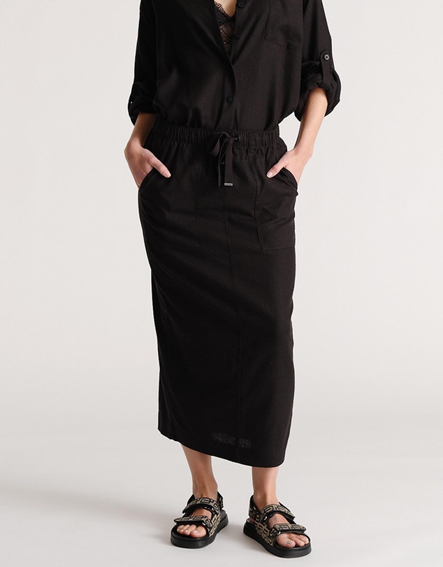 Decjuba - D-Luxe Linen Blend Midi Skirt