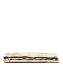 Pre-Loved by Azura Reborn - Pre-Loved XL Printed Canvas and Striped Lambskin Foldover Clutch