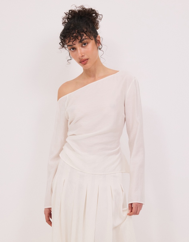 Calli - Amara Ruched Sheer Long Sleeve Top