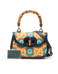 Pre-Loved by Azura Reborn - Pre-Loved 100th Anniversary Medium GG Coated Canvas Kaleidoscope 1947 Bamboo Top Handle Bag