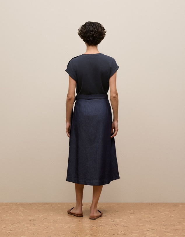 Trenery - Denim Wrap Skirt in Indigo Rinse