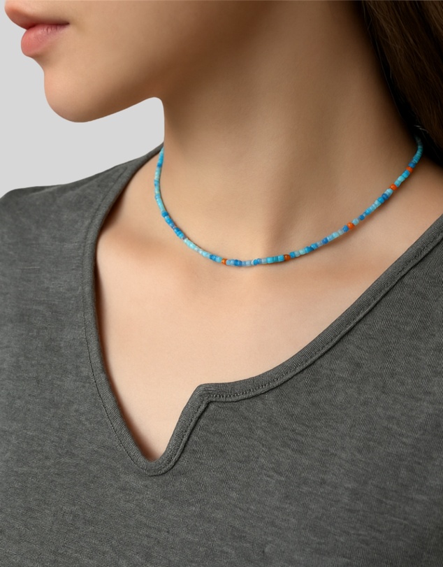 KAJA Clothing - Rainbow Glass Rice Bead Necklace-2pc