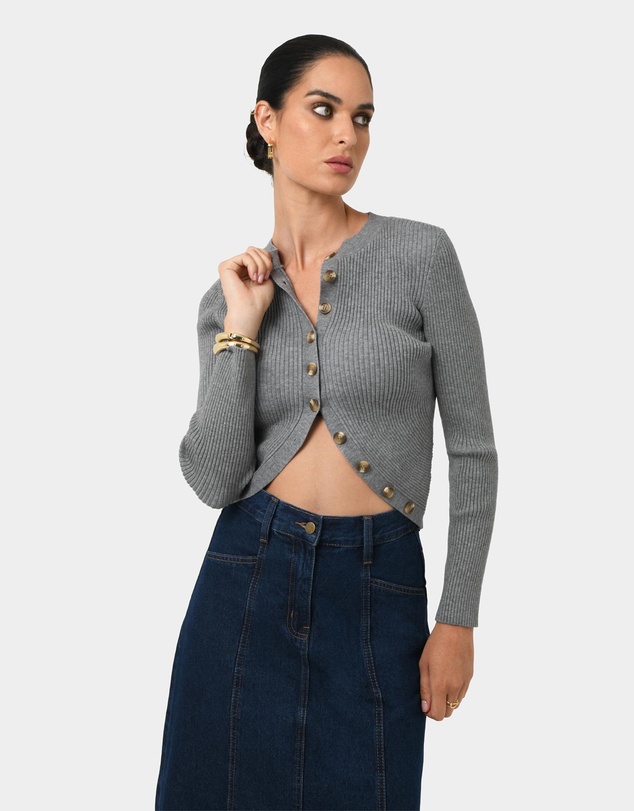 Forcast - Abaya Button Crop Knit