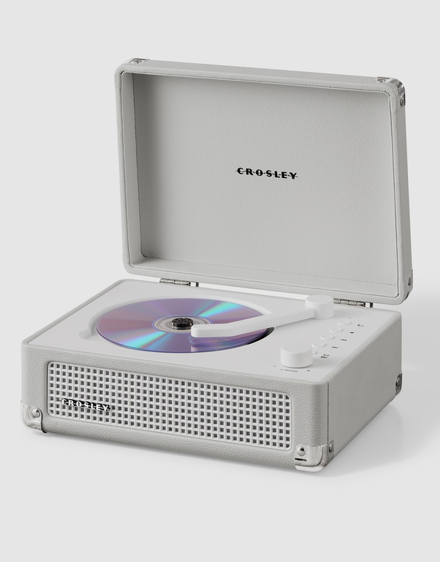Crosley - Crosley Cruiser Portable Retro CD Player with Stereo Bluetooth Speakers, FM Radio - White Sands