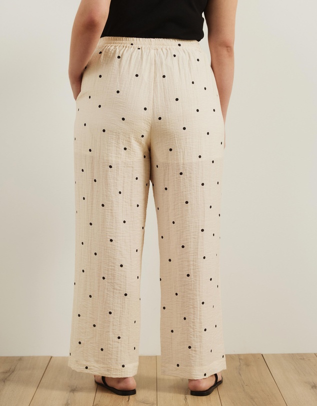 Atmos&Here Curvy - Bella Polka Dot Drawstring Linen Blend Pants