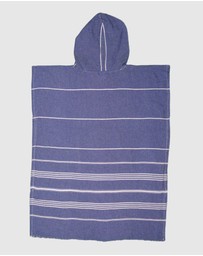 Tolu Australia - Adult Hooded Beach Towel in Navy Stripes – Quick-Dry Swim Poncho for Swimming & Surfing
