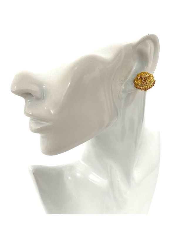 Pre-Loved by Azura Reborn - Pre-Loved CC Gold Plated Rhinestone Shell Clip On Earrings