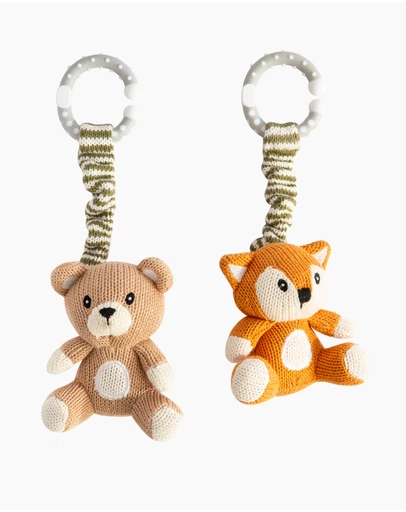 Living Textiles - 2 Pack Stroller Toys - Bear & Fox
