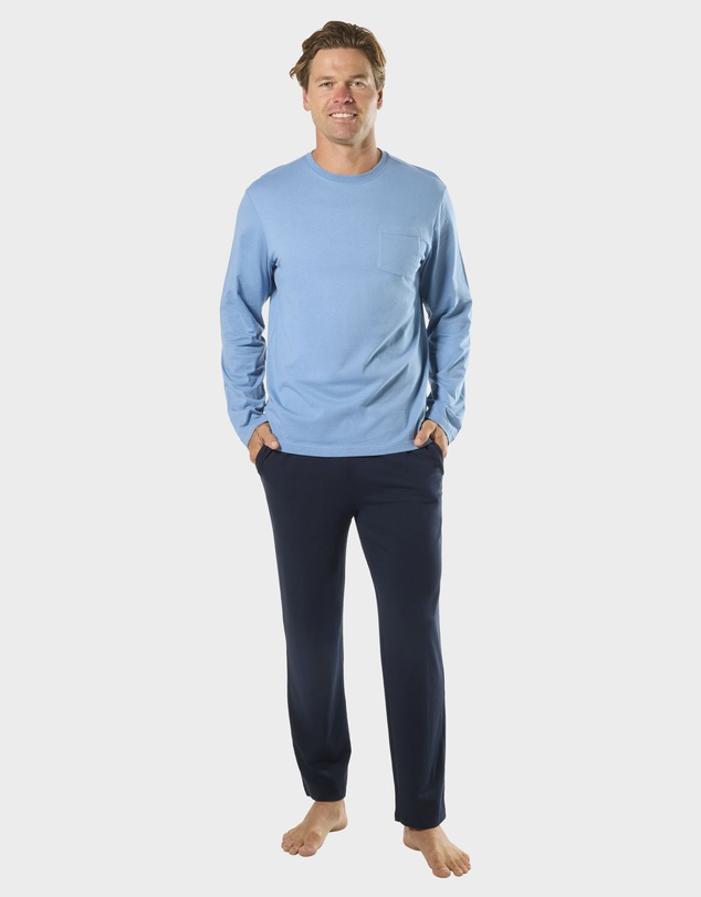 Mitch Dowd - Mens Relaxed Long Sleeve Crew Tee - Blue