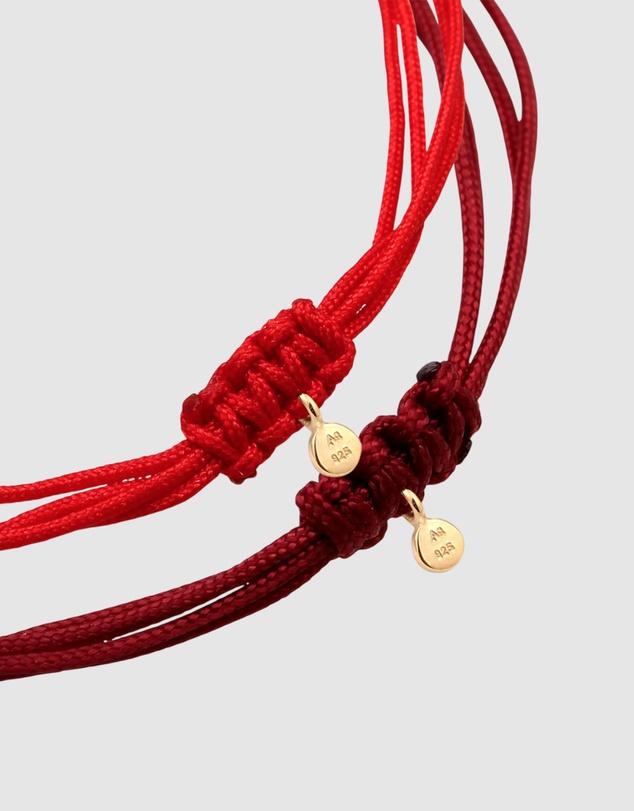 Elli Jewelry - Bracelet Set Women Circle Infinity Red and Burgundy 925 Sterling Silver Gold Plated