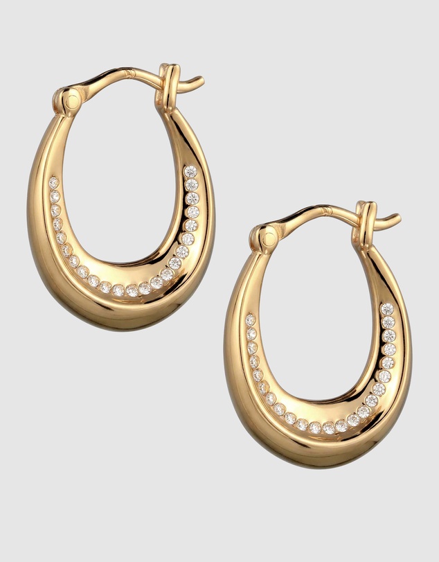 Elli Jewelry - Radiant Inner Gemstone Oval Hoops in Gold-Plated 925 Silver