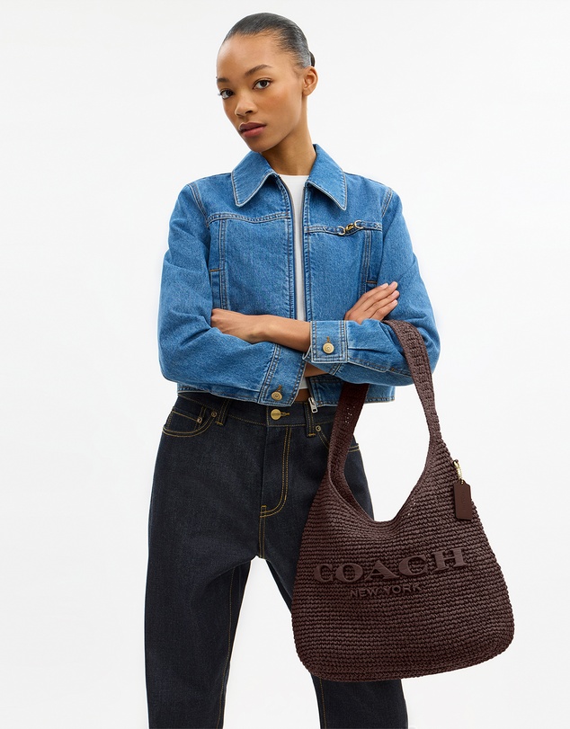 Coach - Refined Weave Straw Brooklyn Shoulder Bag 34