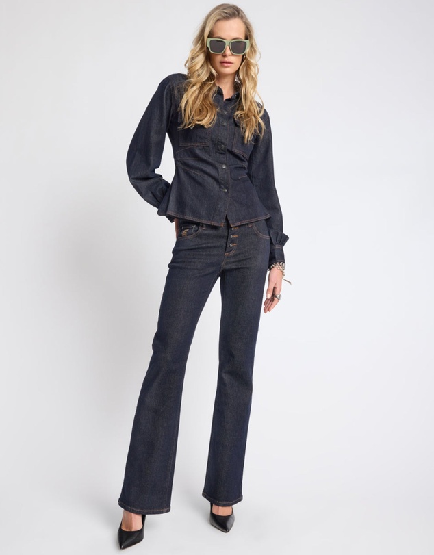 ONE TEASPOON - Josie Fitted Denim Shirt - Raw Indigo
