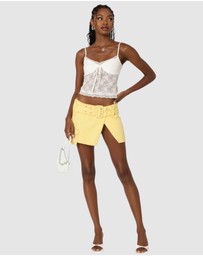 EDIKTED - Belted Denim Wrap Mini Skirt