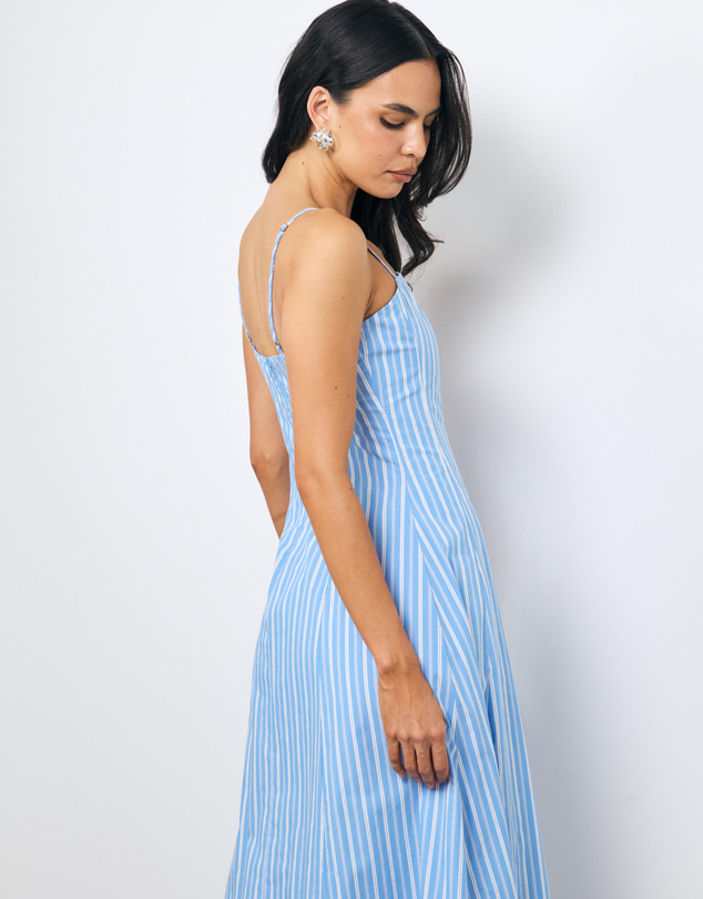 AERE - Lottie Panelled Stripe Midi Dress