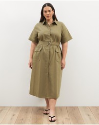 Atmos&Here Curvy - Amy Cotton Drill Midi Shirt Dress